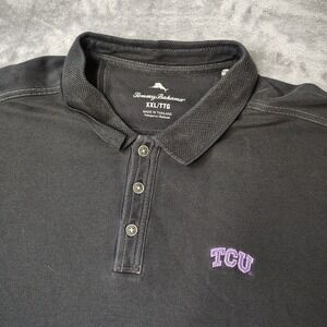 TCU Horned Frogs Tommy Bahama Polo Shirt Men's 2XL Black Golf Performance Preppy